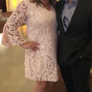 Pink lace dress with bell sleeves